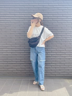 「アイテム（ボディバッグ/ウエストポーチ）」を使った、nenekokoさん（レディース・163cm）の夏コーディネート