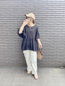 「アイテム（帽子）」を使った、nenekokoさん（レディース・163cm）の夏コーディネート