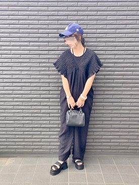「アイテム（オールインワン・サロペット）」を使った、nenekokoさん（レディース・163cm）の夏コーディネート