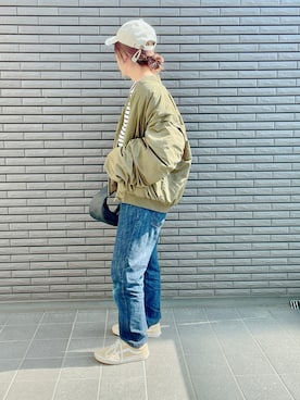 「しまむら（シマムラ）のアイテム（MA-1）」を使った、nenekokoさん（レディース・163cm）の春コーディネート
