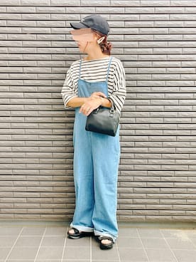 「ボストンバッグ」｜「アイテム（サロペット/オーバーオール）」を使った、nenekokoさん（レディース・163cm）の春コーディネート