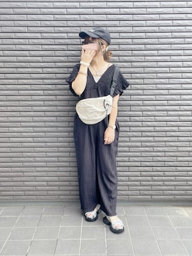 「アイテム（オールインワン・サロペット）」を使った、nenekokoさん（レディース・163cm）の夏コーディネート