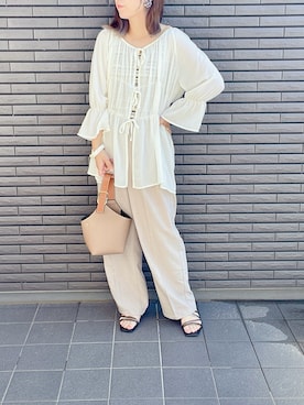 「Bifrost（ビフレスト）の2way ワンハンドルショルダーバッグ（ショルダーバッグ）」を使った、nenekokoさん（レディース・163cm）の春コーディネート