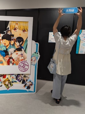 「RAY CASSIN（レイカズン）のリボンチェックキャミソール（キャミソール、ホワイト系）」を使った、asu🍋(復活)さん（レディース・152cm）の夏コーディネート