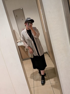 「Honeys（ハニーズ）のTシャツつきシアーシャツ（シャツ/ブラウス、ベージュ系）」を使った、asu🍋(復活)さん（レディース・152cm）の春コーディネート