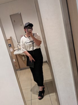 「coca（coca）（コカ）のシボシャーリングスカート（スカート、ブラック系）」を使った、asu🍋(復活)さん（レディース・152cm）の夏コーディネート