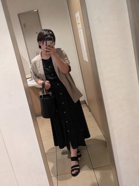 「不明の2wayワンピース（ワンピース、ブラック系）」を使った、asu🍋(復活)さん（レディース・152cm）の夏コーディネート