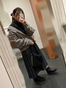 「黒タートルネック」｜「アイテム（ブルゾン）」を使った、asu🍋さん（レディース・152cm）の秋コーディネート