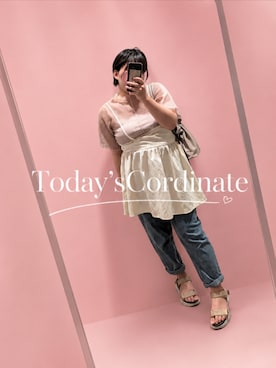 「RAY CASSIN（レイカズン）のアイテム（トップス）」を使った、asu🍋(復活)さん（レディース・152cm）の夏コーディネート