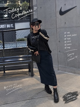 「不明のアイテム（ブルゾン、ブラック系）」を使った、asu🍋(復活)さん（レディース・152cm）の秋コーディネート