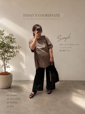 「しまむら（シマムラ）のレースパンツ（パンツ、ブラック系）」を使った、asu🍋(復活)さん（レディース・152cm）の夏コーディネート