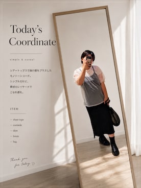 「Samansa Mos2 blue（サマンサモスモスブルー）のアイテム（トップス、ホワイト系）」を使った、asu🍋(復活)さん（レディース・152cm）の夏コーディネート