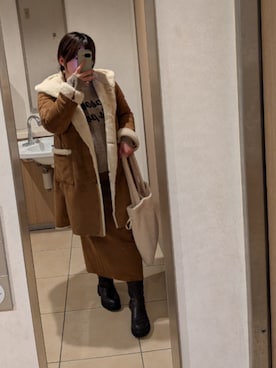「アイテム（ムートンコート）」を使った、asu🍋(復活)さん（レディース・152cm）の冬コーディネート