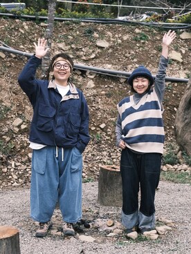 「ig: grandma.studioのアイテム（ジャケット/アウター、ブルー系）」を使った、Haru🧓🏽さん（168cm）の冬コーディネート