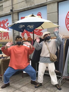 「ig: grandma.studioのアイテム（トップス、ベージュ系）」を使った、Haru🧓🏽さん（168cm）の冬コーディネート