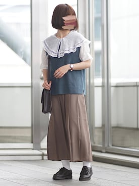 「DEVICE（デバイス）の【WEARISTA こーせ ×DEVICE コラボ】Rename フロントバックル ショルダーバッグ（ショルダーバッグ）」を使った、ぬこさん（レディース・153cm）の夏コーディネート