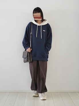 「アイテム（カーゴパンツ）」を使った、ぬこさん（レディース・153cm）の冬コーディネート