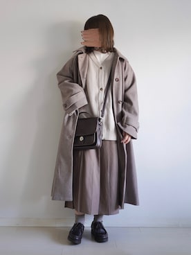 「tiptop（ティップトップ）のアイテム（ステンカラーコート）」を使った、ぬこさん（レディース・153cm）の冬コーディネート