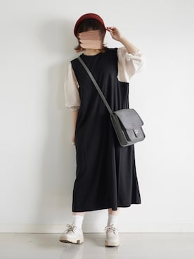 「DEVICE（デバイス）の【WEARISTA こーせ ×DEVICE コラボ】Rename フロントバックル ショルダーバッグ（ショルダーバッグ）」を使った、ぬこさん（レディース・153cm）の秋コーディネート