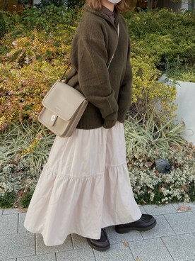 「DEVICE（デバイス）の【WEARISTA こーせ ×DEVICE コラボ】Rename フロントバックル ショルダーバッグ（ショルダーバッグ）」を使った、ぬこさん（レディース・153cm）の秋コーディネート