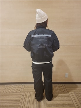 「初秋コーデ」｜「アイテム（MA-1）」を使った、AYNさん（レディース・157cm）の秋コーディネート