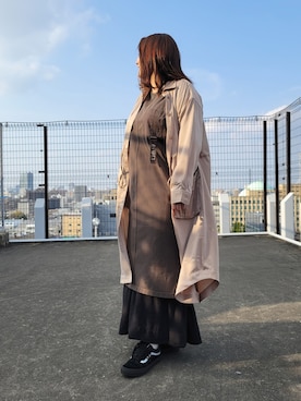 「AVIREX（アヴィレックス）のアイテム（シャツワンピース）」を使った、AYNさん（レディース・157cm）の春コーディネート