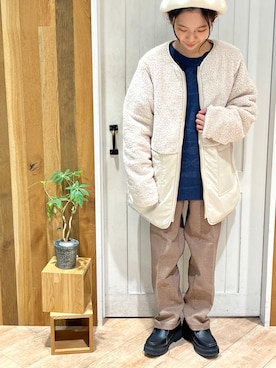「Samansa Mos2 blue」｜「アイテム（その他シューズ）」を使った、ねねさん（レディース・152cm）の冬コーディネート