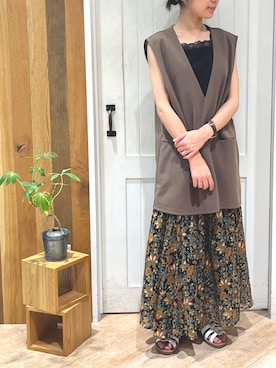 「Samansa Mos2 blue（サマンサモスモスブルー）のアイテム（スカート、オレンジ系）」を使った、ねねさん（レディース・152cm）の夏コーディネート