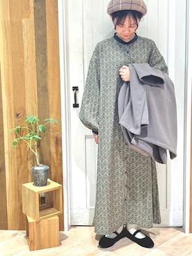 「Samansa Mos2 blue（サマンサモスモスブルー）のアイテム（ノーカラーコート）」を使った、ねねさん（レディース・152cm）の秋コーディネート