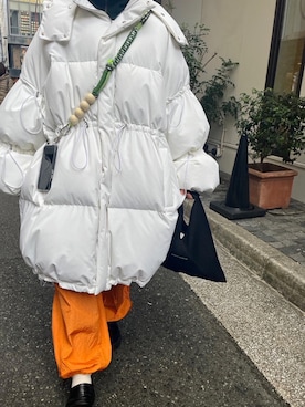 「カーゴパンツコーデ」｜「アイテム（スウェット）」を使った、ぼびさん（レディース・154cm）の冬コーディネート
