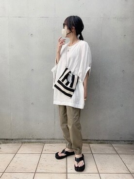 「CENE（セネ）の【CENE】セネ/ ビッククロスリング（リング）」を使った、なな☺︎さん（レディース・155cm）の春コーディネート