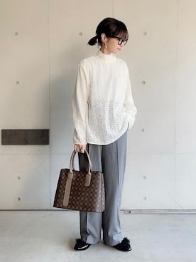 「florist」｜「アイテム（スラックス）」を使った、なな☺︎さん（レディース・155cm）の冬コーディネート