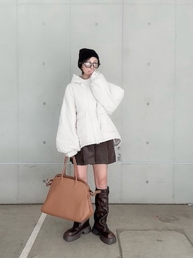 「アイテム（ボストンバッグ）」を使った、なな☺︎さん（レディース・155cm）の秋コーディネート