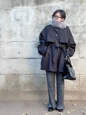 「アイテム（トレンチコート）」を使った、なな☺︎さん（レディース・155cm）の冬コーディネート