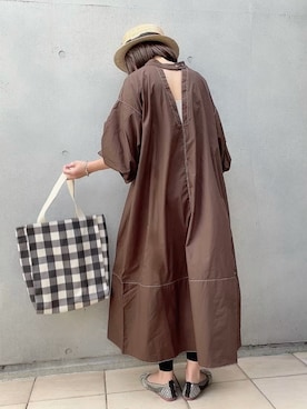 「バルーン袖」｜「アイテム（ワンピース/ドレス）」を使った、なな☺︎さん（レディース・155cm）の夏コーディネート