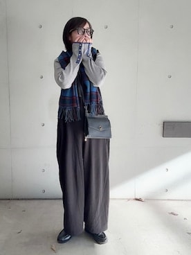 「アイテム（オールインワン・サロペット、ブラック系）」を使った、なな☺︎さん（レディース・155cm）の冬コーディネート