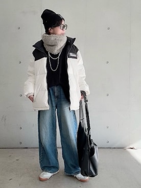 「FIRST DOWN（ファーストダウン）のアイテム（ダウンジャケット/コート）」を使った、なな☺︎さん（レディース・155cm）の冬コーディネート