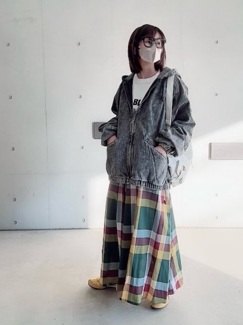 セール】vintage like hard wash denim hoodie/オーバーサイズ