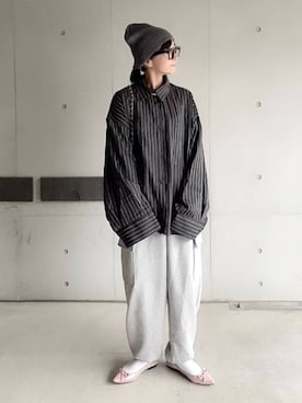 「coca（ANDEX shoes product）（コカ）のアイテム（バレエシューズ）」を使った、なな☺︎さん（レディース・155cm）の冬コーディネート