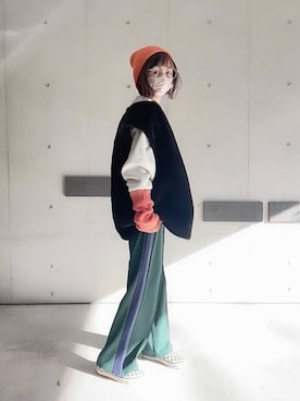 「マイベストコーデ2022」｜「アイテム（スリッポン）」を使った、なな☺︎さん（レディース・155cm）の冬コーディネート