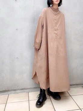 「rectangle（レクタングル）のアイテム（シャツワンピース）」を使った、なな☺︎さん（レディース・155cm）の秋コーディネート