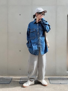 「アイテム（デニムジャケット）」を使った、なな☺︎さん（レディース・155cm）の秋コーディネート