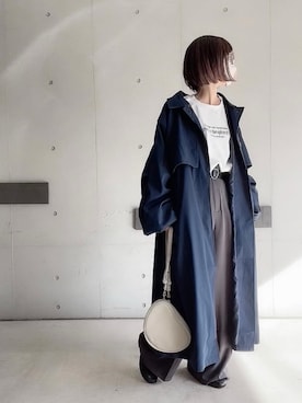 「tiptop」｜「アイテム（ステンカラーコート）」を使った、なな☺︎さん（レディース・155cm）の冬コーディネート