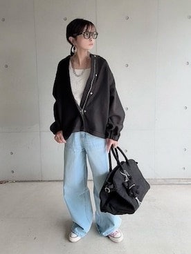 「アイテム（ボストンバッグ）」を使った、なな☺︎さん（レディース・155cm）の秋コーディネート