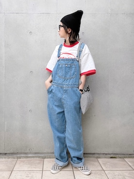 「something_jean」｜「アイテム（オールインワン・サロペット）」を使った、なな☺︎さん（レディース・155cm）の春コーディネート