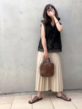 「アイテム（メガネ）」を使った、なな☺︎さん（レディース・155cm）の夏コーディネート