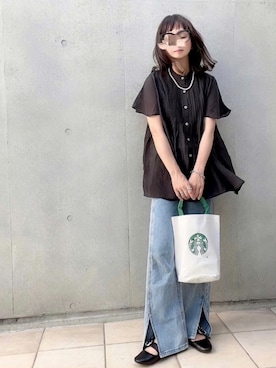 「アイテム（バレエシューズ）」を使った、なな☺︎さん（レディース・155cm）の夏コーディネート