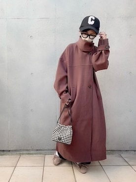 「アイテム（その他アウター、ブラウン系）」を使った、なな☺︎さん（レディース・155cm）の秋コーディネート