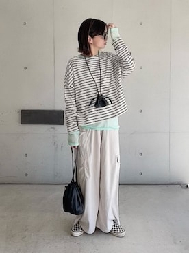 「AS KNOW AS plus（アズノゥアズプラス）のアイテム（パンツ）」を使った、なな☺︎さん（レディース・155cm）の春コーディネート
