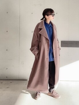 「マイベストコーデ2023」｜「アイテム（トレンチコート）」を使った、なな☺︎さん（レディース・155cm）の冬コーディネート